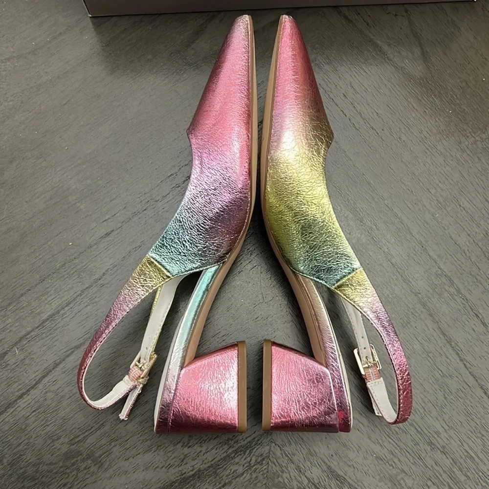 FRANCO SARTO Racer Womens Buckle Pointed Toe Slingback Heels